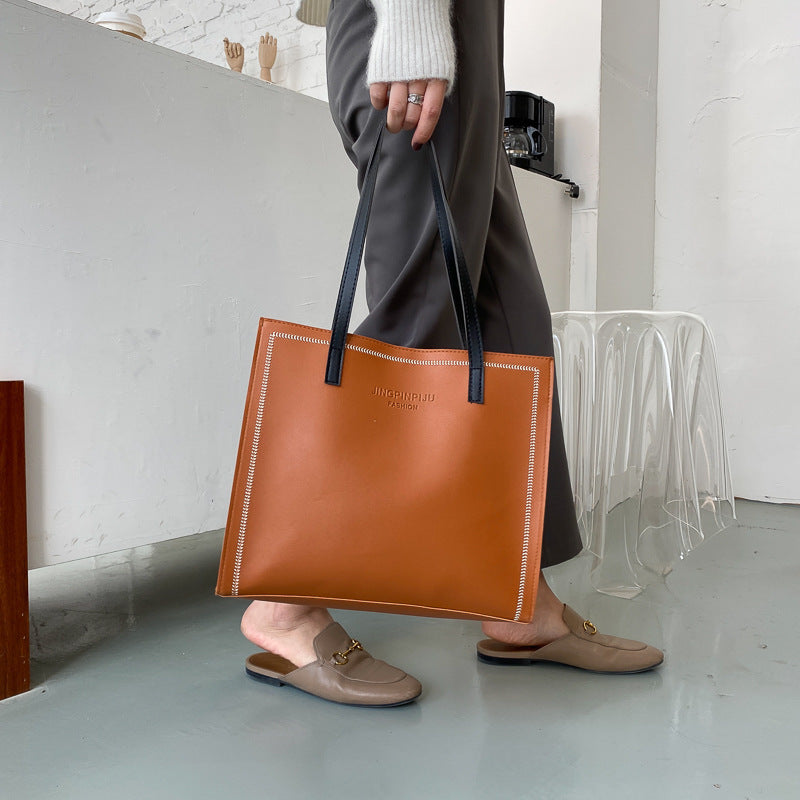 Large Capacity Shoulder Solid Color Tote Simple Tote Bag Novaterra