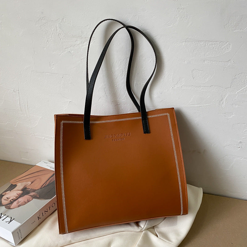 Large Capacity Shoulder Solid Color Tote Simple Tote Bag Novaterra