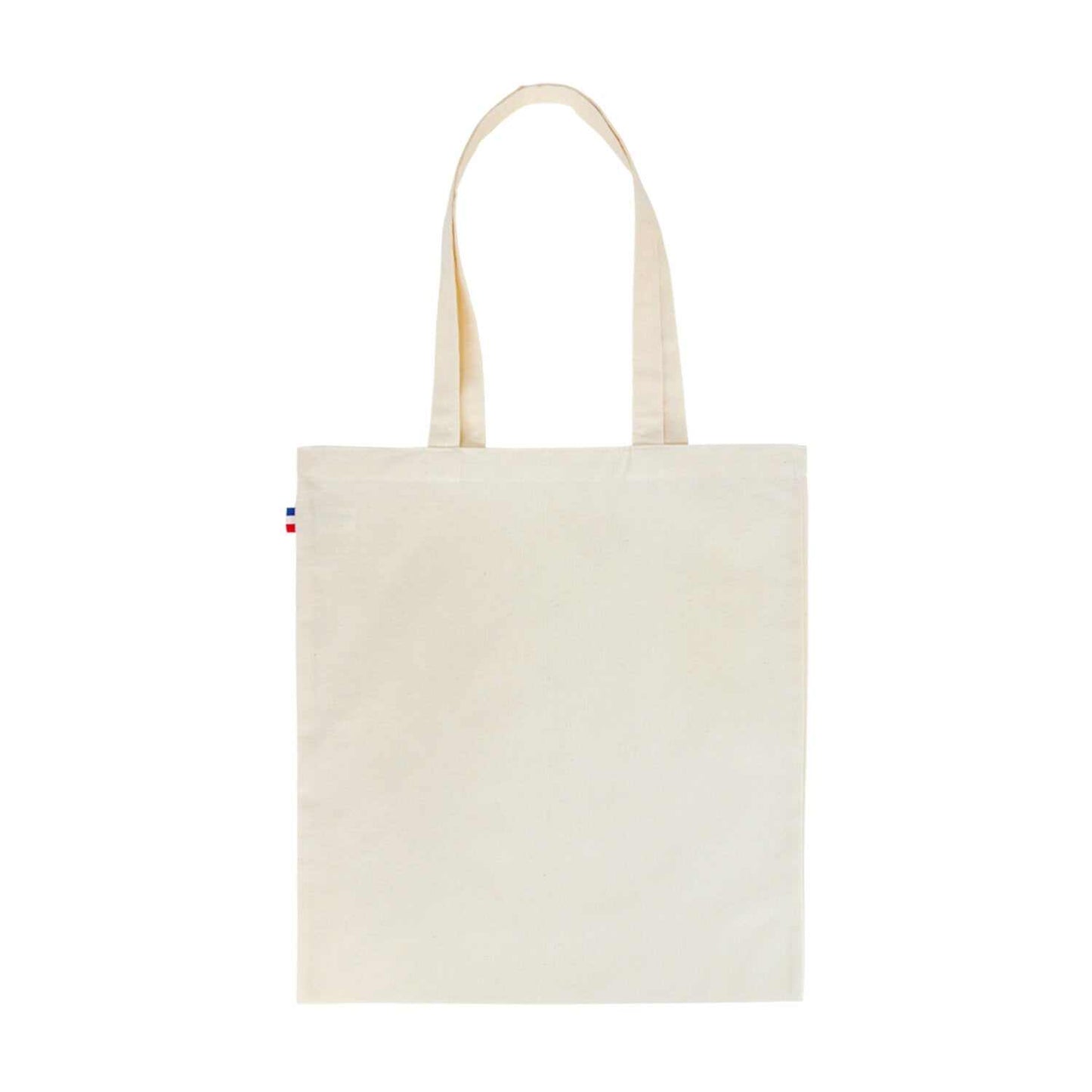 Tote bag en coton épais, couleur naturelle, format 38x42 cm, anses longues – fabriqué en France, disponible en plusieurs couleurs