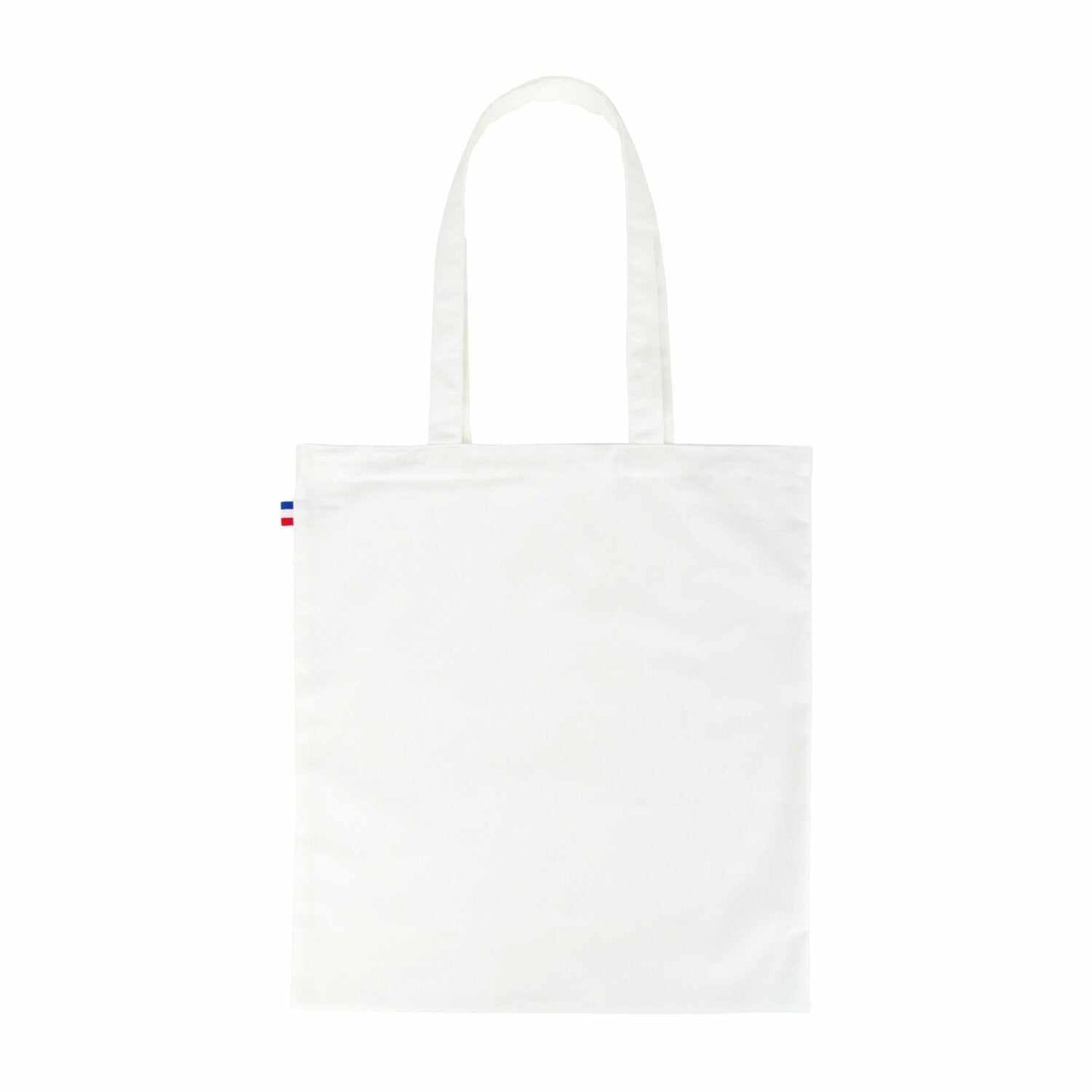 Tote bag en coton fabriqué en France, format 38x42 cm, anses longues, disponible en plusieurs couleurs, design sobre et élégant
