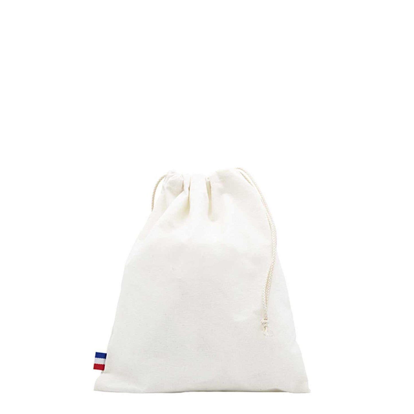 Pochon en coton recyclé GRS beige – taille moyenne, vue de face